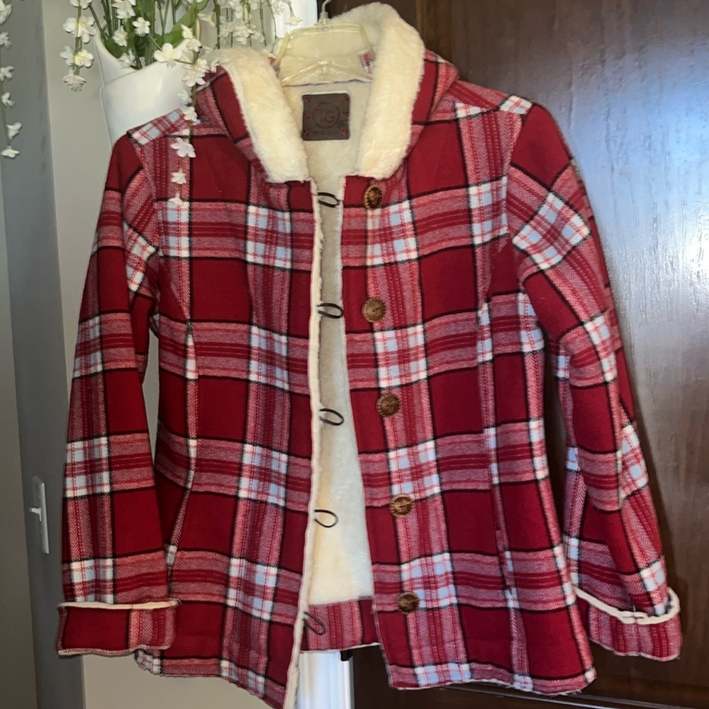 True Grit Red Plaid Jacket with Cream Accents